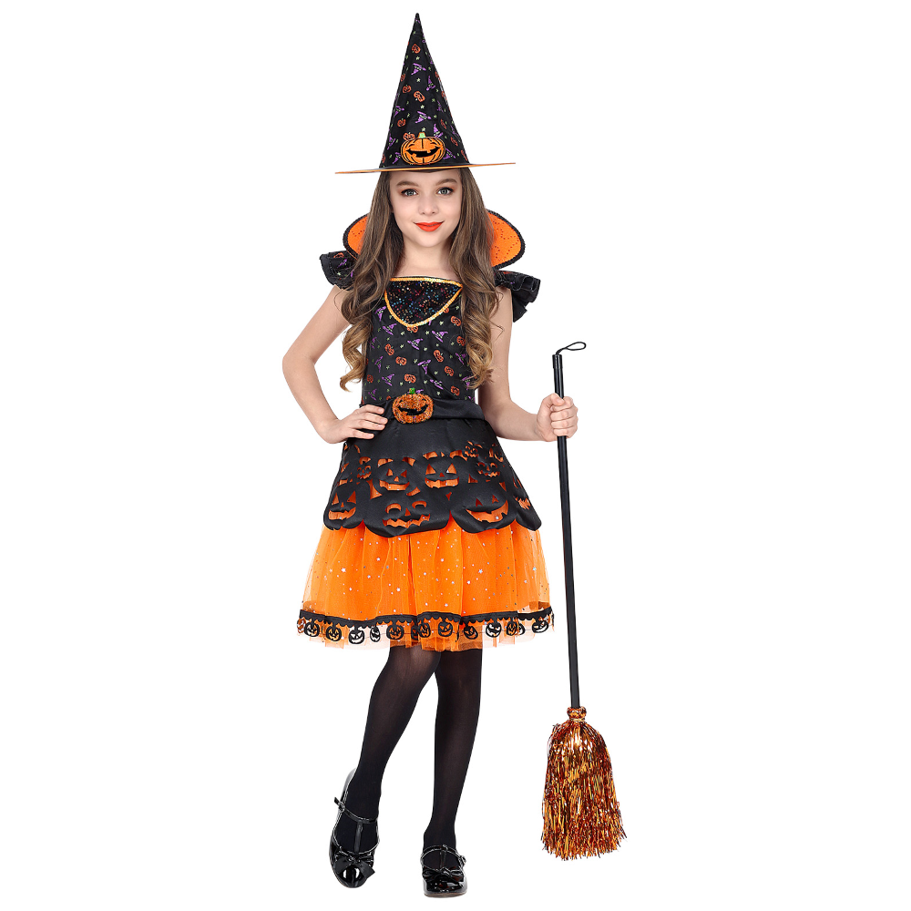 VESTITO CARNEVALE STREGA TRAVESTIMENTO HALLOWEEN BAMBINA - 0708