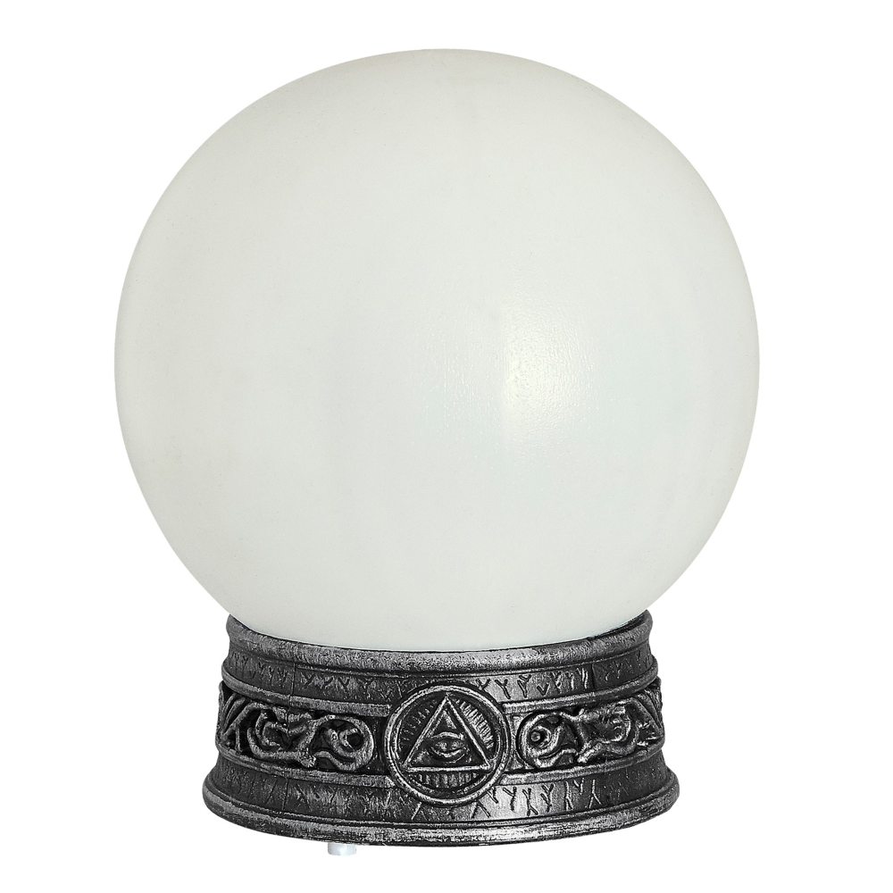 SFERA DI CRISTALLO CON BASE LUCI E SUONI ACCESSORIO DECORAZIONE CARNEVALE HALLOWEEN 20CM - 07102