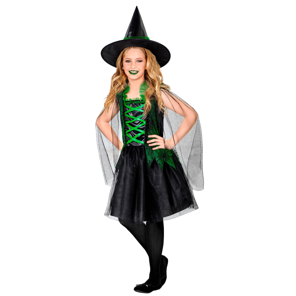 VESTITO CARNEVALE WICKED WITCH STREGA TRAVESTIMENTO HALLOWEEN BAMBINA - 0743