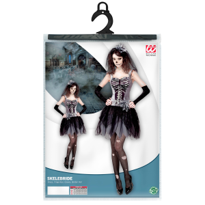 VESTITO CARNEVALE SKELEBRIDE SPOSA SCHELETRO TRAVESTIMENTO HALLOWEEN DONNA - 0758