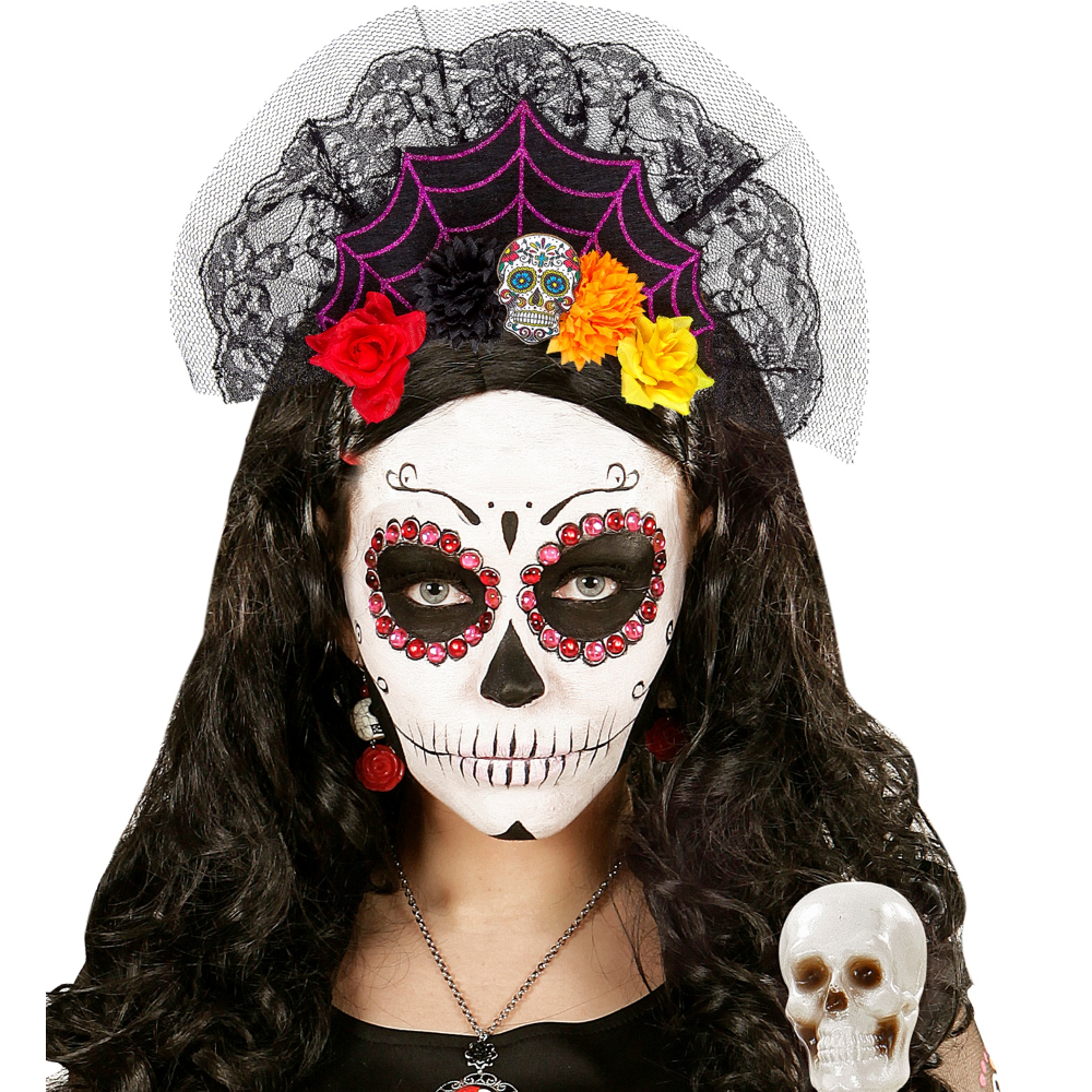CERCHIETTO DIA DE LOS MUERTOS ACCESSORI PER ABITO VESTITO TRAVESTIMENTO CARNEVALE HALLOWEEN - 09461