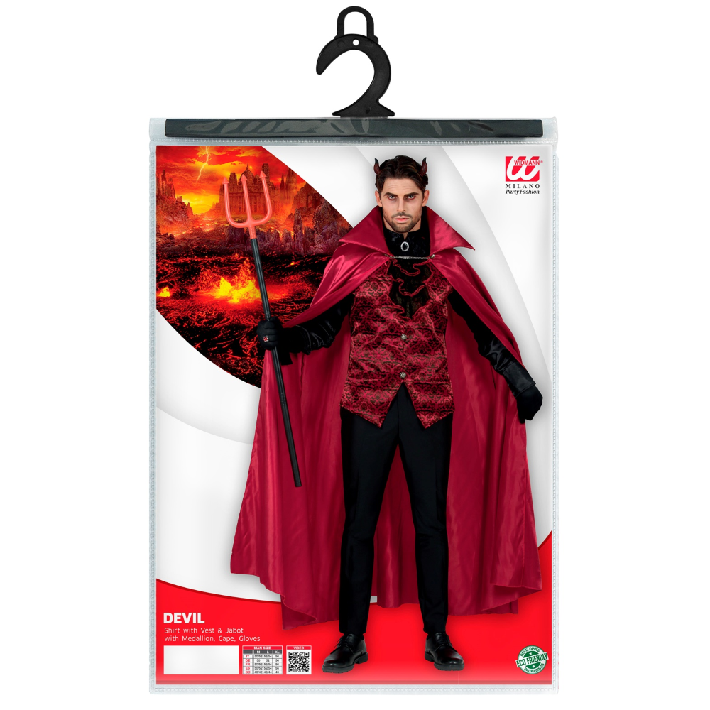 COSTUME CON ACCESSORI DIAVOLO ABITO CORNA TRIDENTE TRAVESTIMENTO HALLOWEEN ADULTO XL - 1174+5483C+5279D