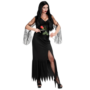 VESTITO CARNEVALE MORTISIA DARK GIRL TRAVESTIMENTO HALLOWEEN DONNA - 1528