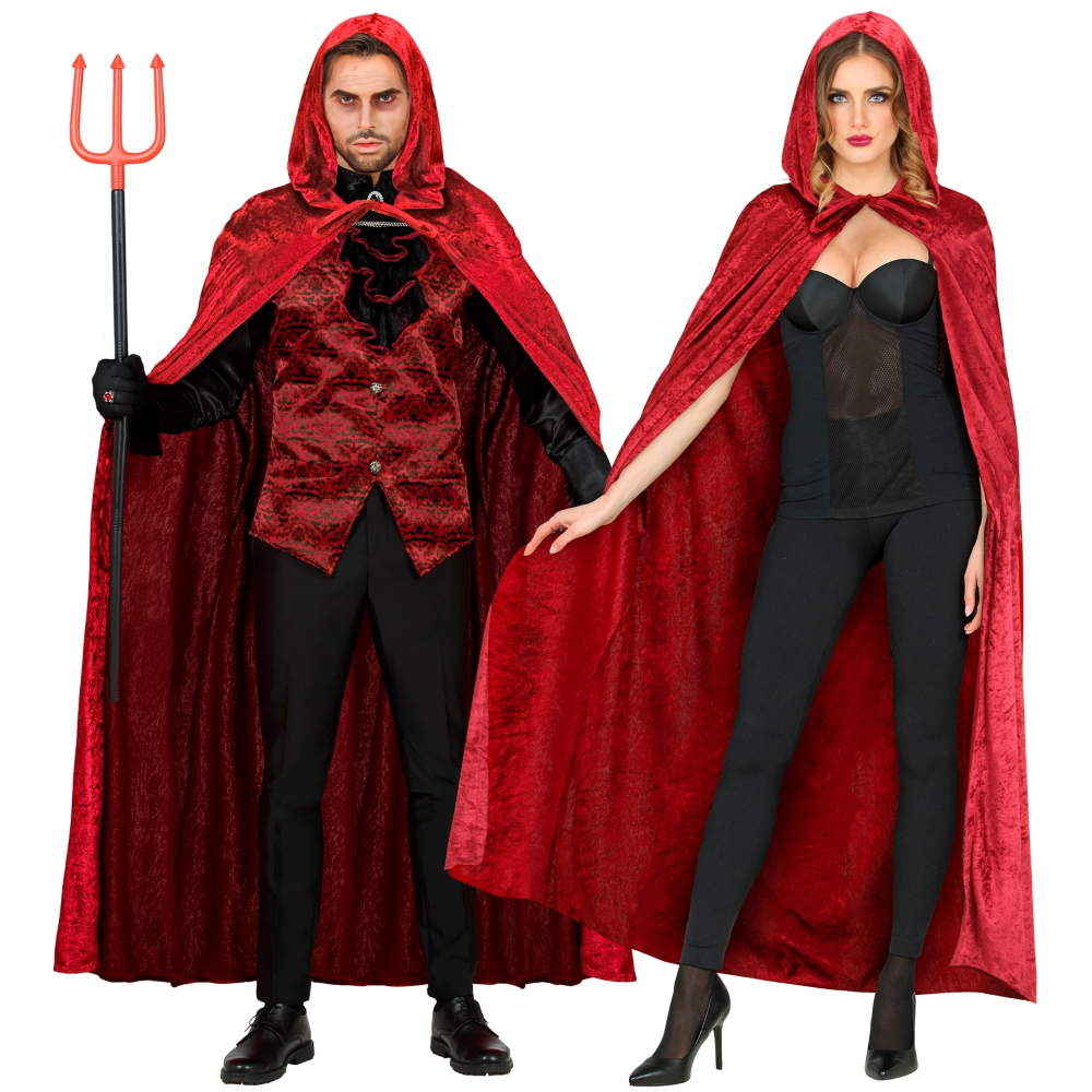 MANTELLO CON CAPPUCCIO IN VELLUTO ACCESSORI PER TRAVESTIMENTO CARNEVALE HALLOWEEN - 3569B
