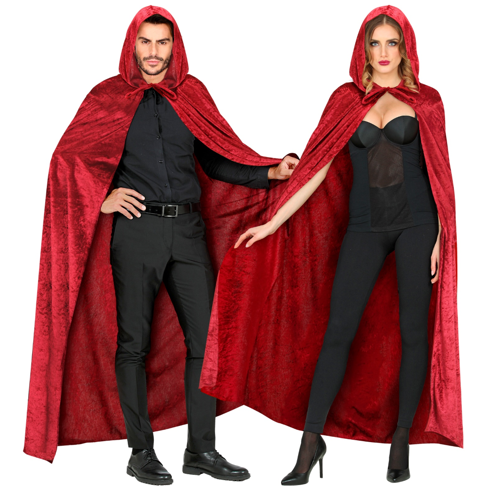 MANTELLO CON CAPPUCCIO IN VELLUTO ACCESSORI PER TRAVESTIMENTO CARNEVALE HALLOWEEN - 3569B