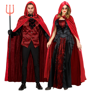 MANTELLO CON CAPPUCCIO IN VELLUTO ACCESSORI PER TRAVESTIMENTO CARNEVALE HALLOWEEN - 3569B