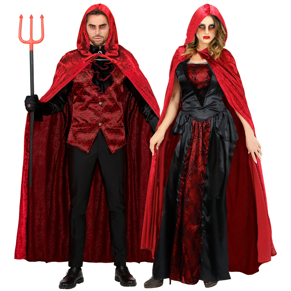 MANTELLO CON CAPPUCCIO IN VELLUTO ACCESSORI PER TRAVESTIMENTO CARNEVALE HALLOWEEN - 3569B