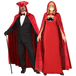 MANTELLO CON CAPPUCCIO IN VELLUTO ACCESSORI PER TRAVESTIMENTO CARNEVALE HALLOWEEN - 3569B