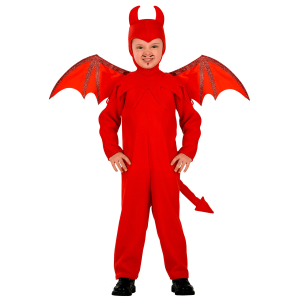 VESTITO CARNEVALE CON ACCESSORI DIAVOLO TRIDENTE TRAVESTIMENTO HALLOWEEN 4/5 ANNI - 4192+6976D