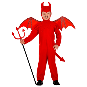 VESTITO CARNEVALE CON ACCESSORI DIAVOLO TRIDENTE TRAVESTIMENTO HALLOWEEN 4/5 ANNI - 4192+6976D