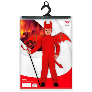 VESTITO CARNEVALE CON ACCESSORI DIAVOLO TRIDENTE TRAVESTIMENTO HALLOWEEN 4/5 ANNI - 4192+6976D