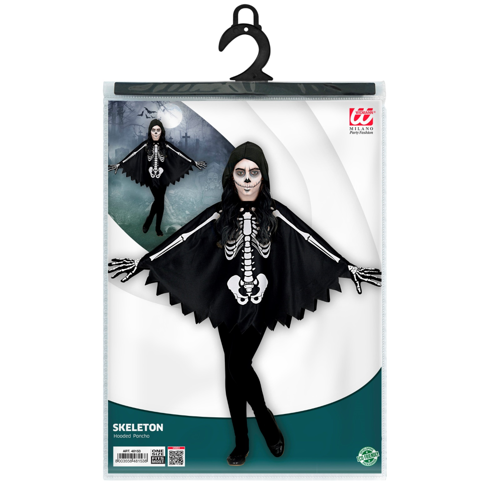 VESTITO CARNEVALE SCHELETRO TRAVESTIMENTO HALLOWEEN TAGLI AUNICA BAMBINO - 48153