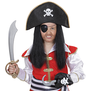 SET PIRATA SCIABOLA UNCINO CAPPELLO BENDA ACCESSORI ABITO VESTITO CARNEVALE BAMBINO