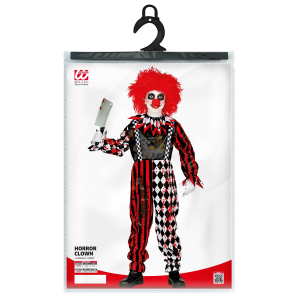 VESTITO CARNEVALE CON ACCESSORI PAGLIACCIO HORROR TRAVESTIMENTO HALLOWEEN BAMBINO 5/7 ANNI - 5251+6269P+2285C+02409