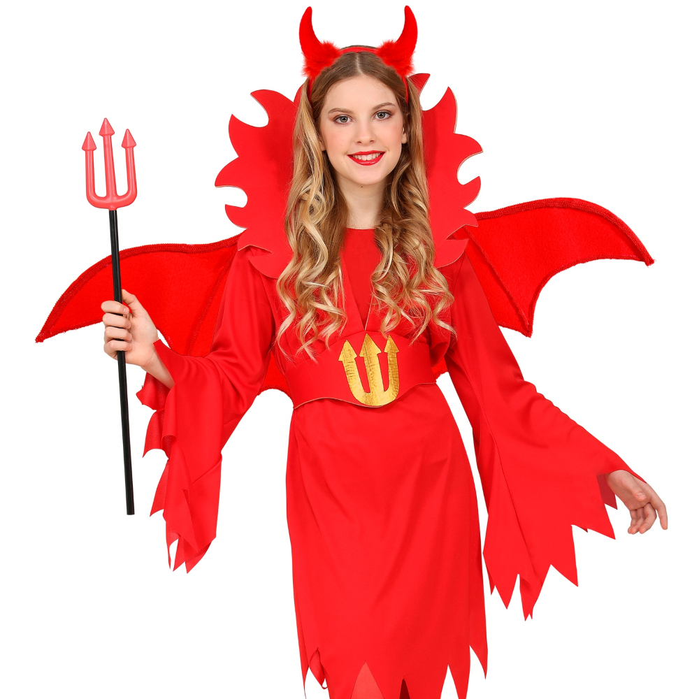 SET TRAVESTIMENTO DIAVOLO ROSSO CORNA E ALI ACCESSORI CARNEVALE HALLOWEEN - 8237A