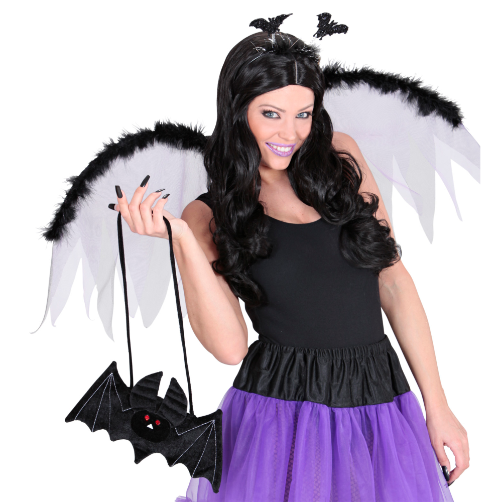 BORSETTA DOLCETTO O SCHERZETTO PIPISTRELLO ACCESSORI HALLOWEEN CARNEVALE - 9564B