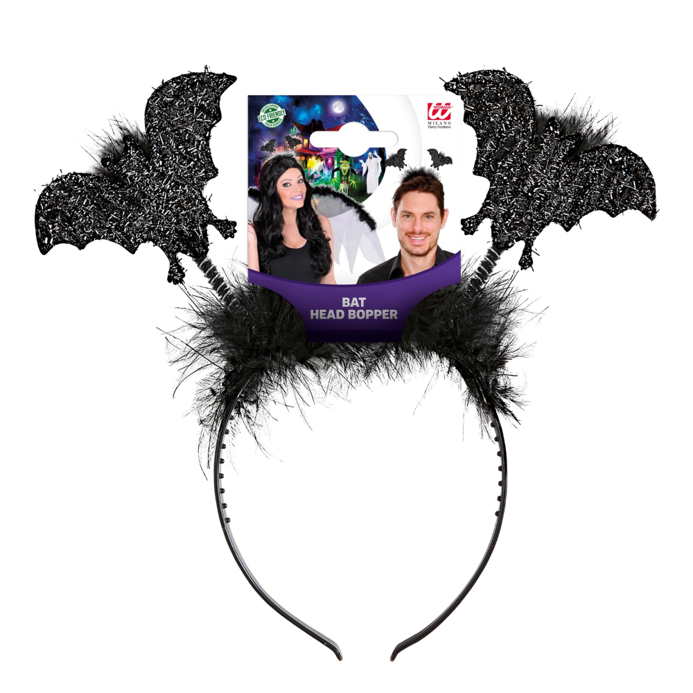 CERCHIETTO PIPISTRELLO CON PIUME ACCESSORI TRAVESTIMENTO CARNEVALE HALLOWEEN - 9807B