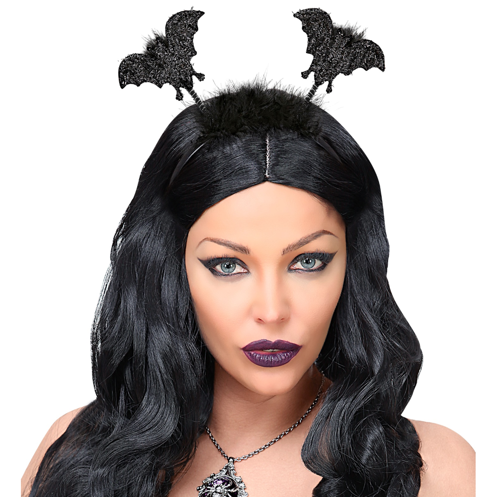 CERCHIETTO PIPISTRELLO CON PIUME ACCESSORI TRAVESTIMENTO CARNEVALE HALLOWEEN - 9807B