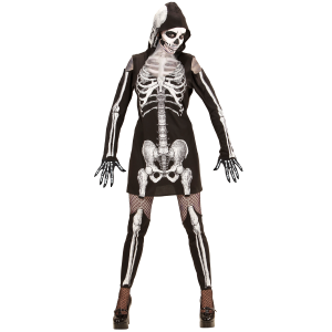 VESTITO CARNEVALE SCHELETRO TRAVESTIMENTO HALLOWEEN DONNA - 9872