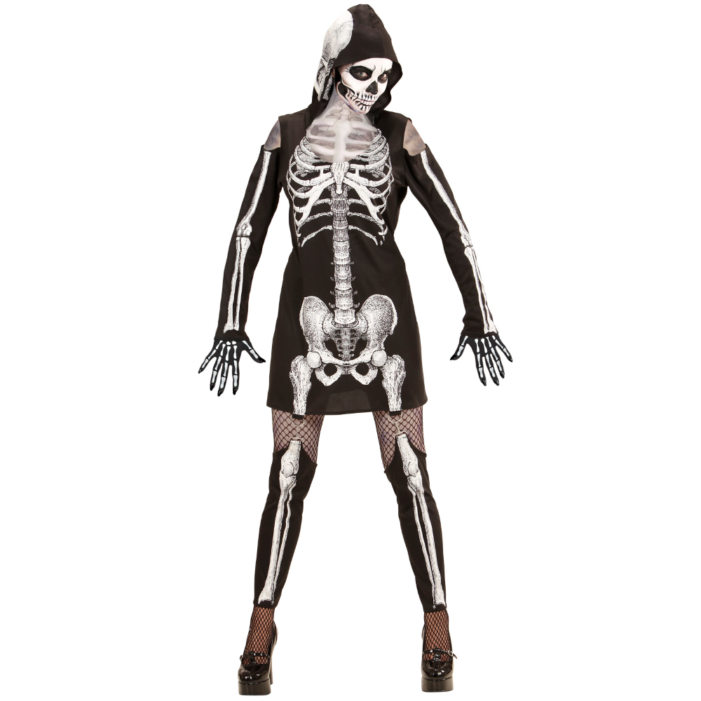 VESTITO CARNEVALE SCHELETRO TRAVESTIMENTO HALLOWEEN DONNA - 9872