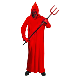 VESTITO CARNEVALE CON ACCESSORI DIAVOLO TRIDENTE DORATO TRAVESTIMENTO HALLOWEEN BAMBINO 11/13 ANNI - 0249+24221