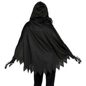 COSTUME DA SCHELETRO TRAVESTIMENTO PER ADULTI PONCHO CON CAPPUCCIO HALLOWEEN - 48154