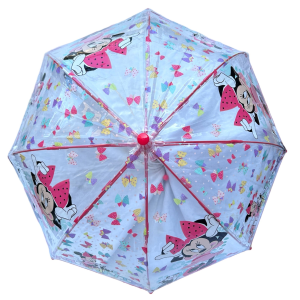 OMBRELLO MINNIE DISNEY TRASPARENTE CUPOLA MANUALE 8 RAGGI BAMBINO - D06523MC