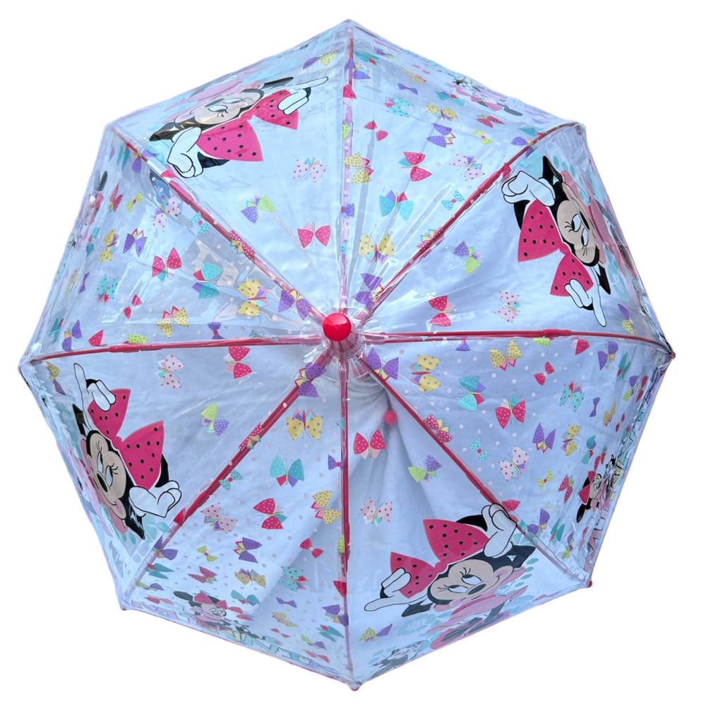 OMBRELLO MINNIE DISNEY TRASPARENTE CUPOLA MANUALE 8 RAGGI BAMBINO - D06523MC