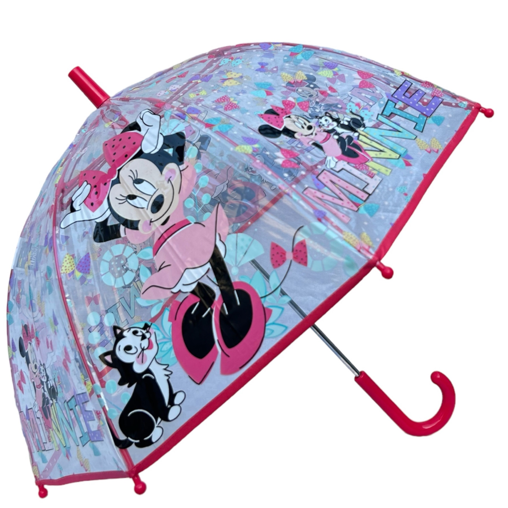 OMBRELLO MINNIE DISNEY TRASPARENTE CUPOLA MANUALE 8 RAGGI BAMBINO - D06523MC