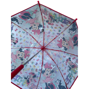 OMBRELLO MINNIE DISNEY TRASPARENTE CUPOLA MANUALE 8 RAGGI BAMBINO - D06523MC