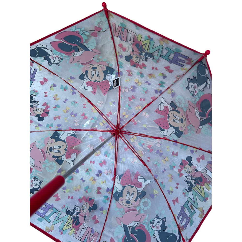 OMBRELLO MINNIE DISNEY TRASPARENTE CUPOLA MANUALE 8 RAGGI BAMBINO - D06523MC
