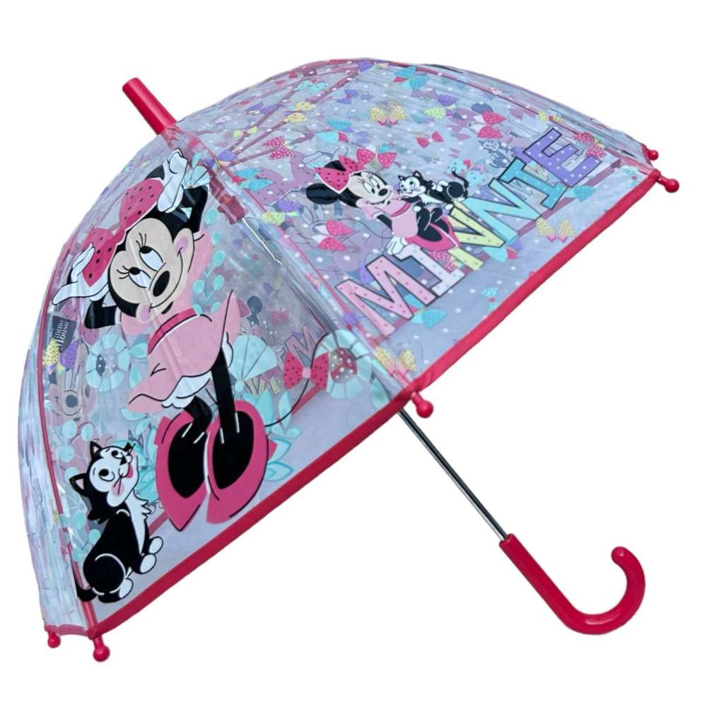 OMBRELLO MINNIE DISNEY TRASPARENTE CUPOLA MANUALE 8 RAGGI BAMBINO - D06523MC