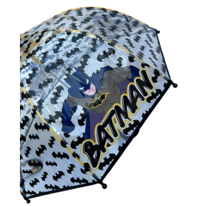 OMBRELLO BATMAN TRASPARENTE CUPOLA MANUALE 8 RAGGI BAMBINO - L04574MC