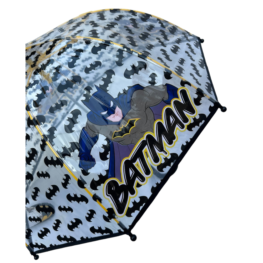 OMBRELLO BATMAN TRASPARENTE CUPOLA MANUALE 8 RAGGI BAMBINO - L04574MC