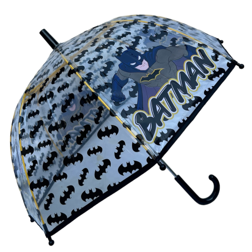 OMBRELLO BATMAN TRASPARENTE CUPOLA MANUALE 8 RAGGI BAMBINO - L04574MC