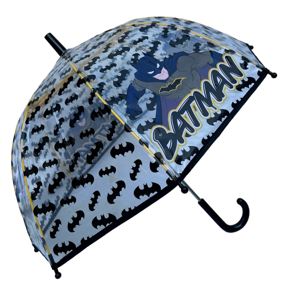 OMBRELLO BATMAN TRASPARENTE CUPOLA MANUALE 8 RAGGI BAMBINO - L04574MC