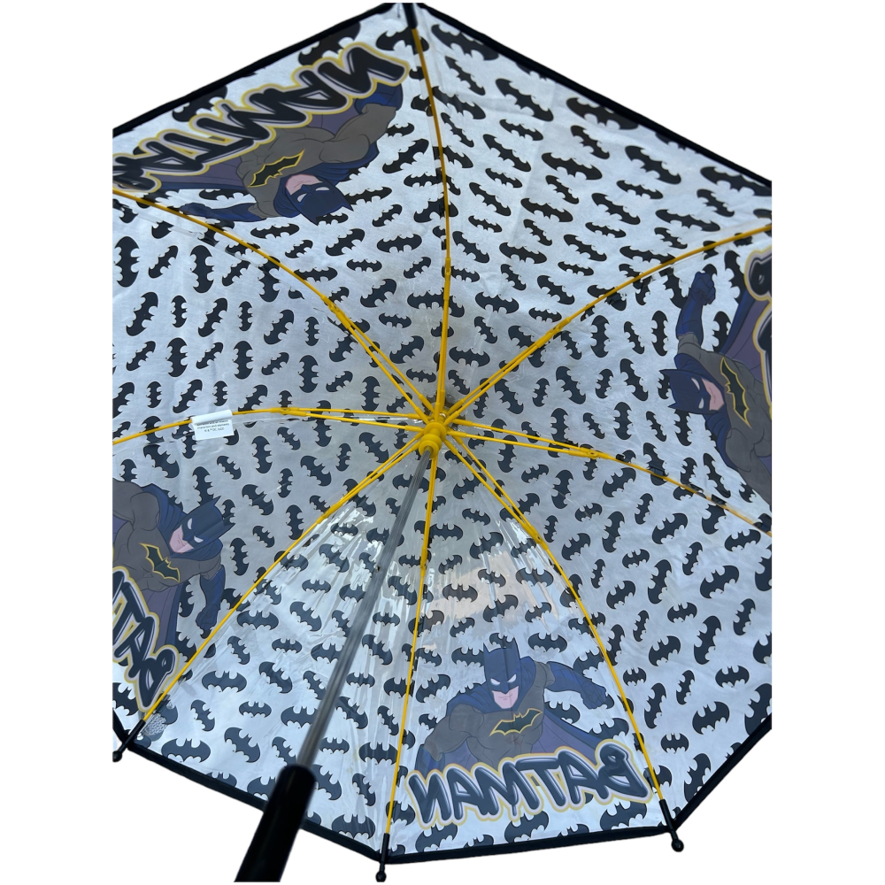 OMBRELLO BATMAN TRASPARENTE CUPOLA MANUALE 8 RAGGI BAMBINO - L04574MC