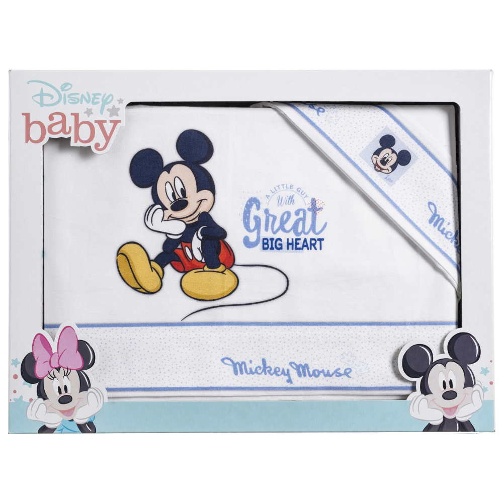 COMPLETO CULLA CARROZZINA TOPOLINO DISNEY 3 PEZZI FEDERA COPRILETTO LENZUOLA - EC0233WD