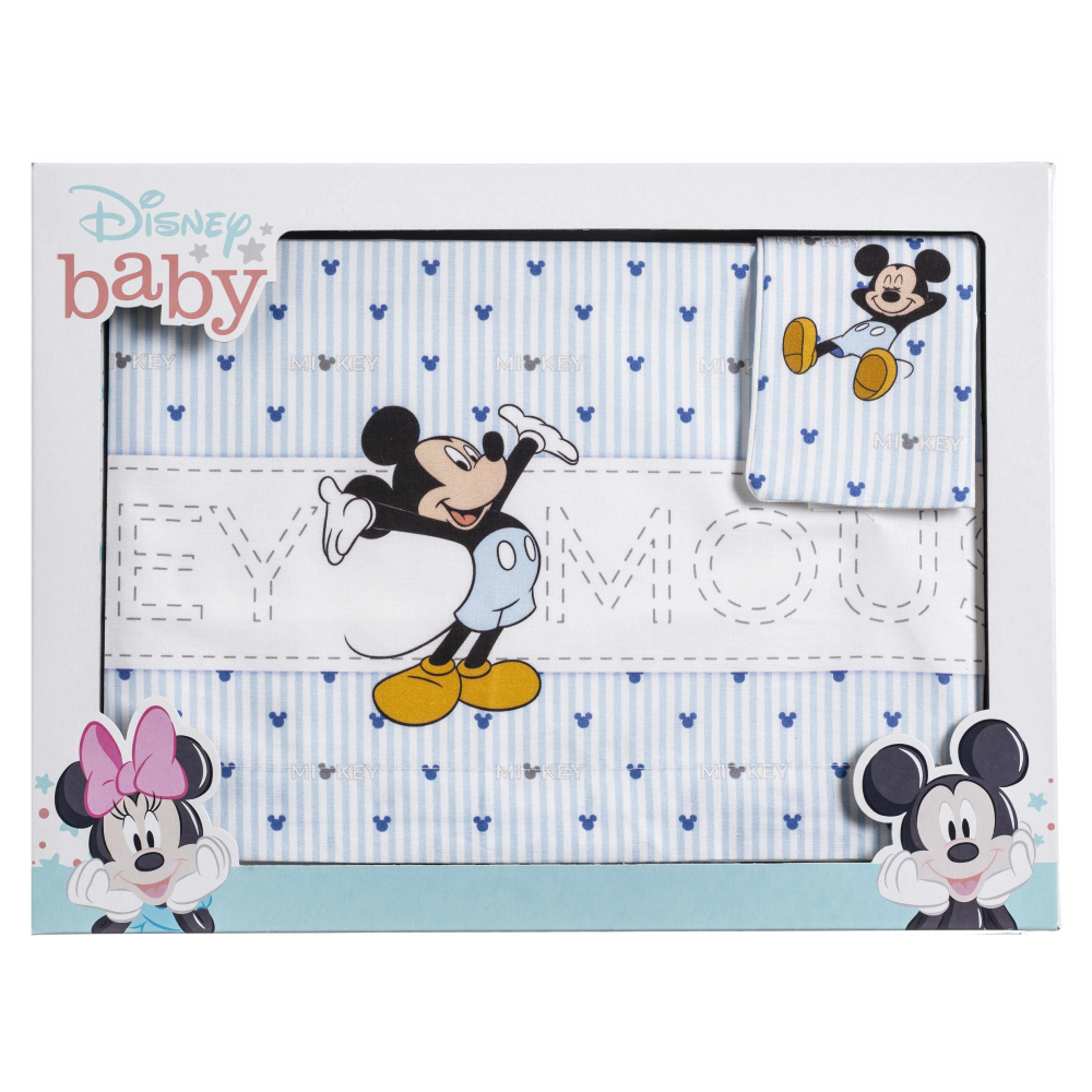 COMPLETO LETTINO CULLA TOPOLINO DISNEY 3 PEZZI FEDERA COPRILETTO LENZUOLA - EL0232WD