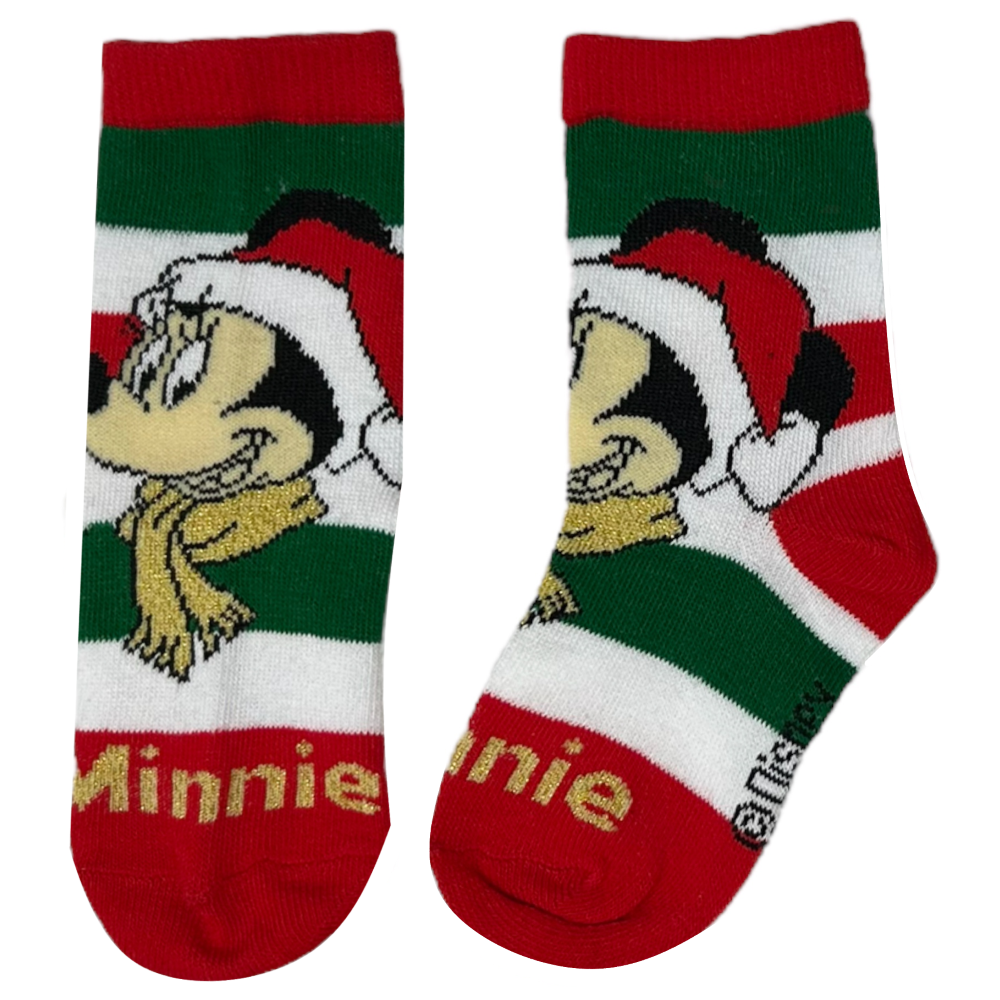 CALZINI 3 PEZZI NATALE MINNIE DISNEY IN SPUGNA TRE PAIA BAMBINI - HW0691