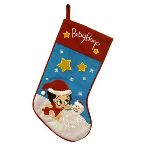 CALZA BEFANA BETTY BOOP BABY RICAMATA ROSSA IN PILE CM. 44x19/25x4 - 904177/1