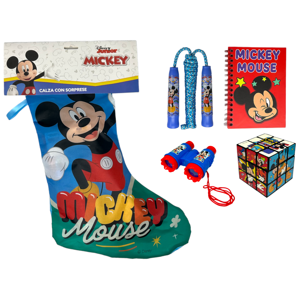 CALZA DELLA BEFANA CON ACCESSORI TOPOLINO DISNEY CALZETTONE CON 4 GIOCHI PER BAMBINI - MIC1012