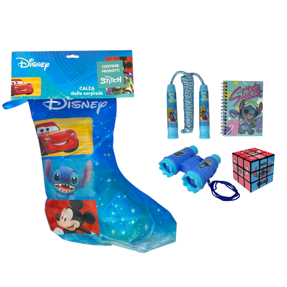 CALZA DELLA BEFANA CON ACCESSORI STITCH DISNEY CALZETTONE CON 4 GIOCHI PER BAMBINI - LST1012-B