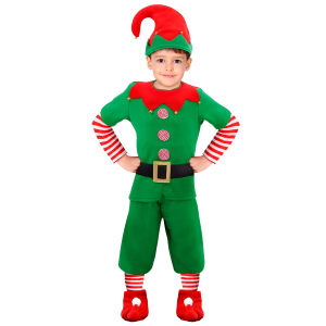 COSTUME VESTITO ABITO TRAVESTIMENTO CARNEVALE NATALE ELFO AIUTANTE DI BABBO NATALE BAMBINO