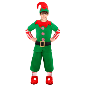 COSTUME VESTITO ABITO TRAVESTIMENTO CARNEVALE NATALE ELFO AIUTANTE DI BABBO NATALE BAMBINO