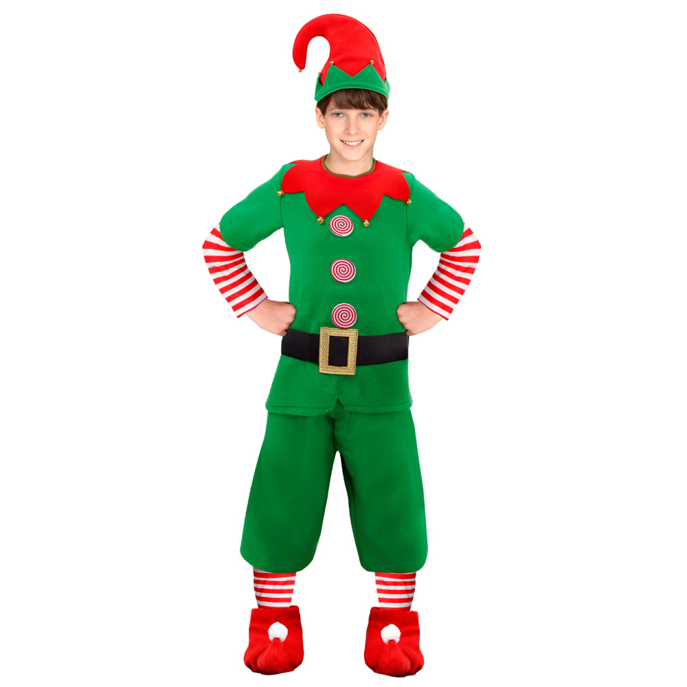 COSTUME VESTITO ABITO TRAVESTIMENTO CARNEVALE NATALE ELFO AIUTANTE DI BABBO NATALE BAMBINO