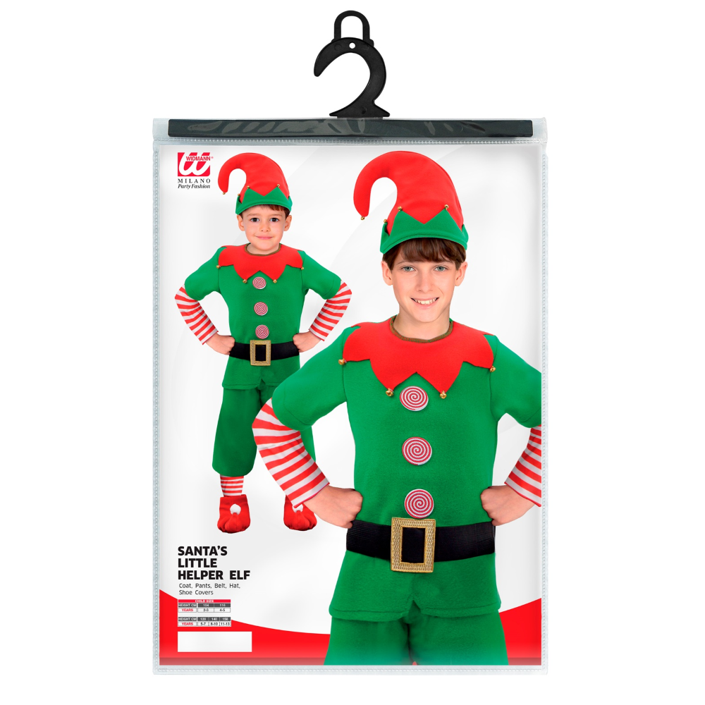COSTUME VESTITO ABITO TRAVESTIMENTO CARNEVALE NATALE ELFO AIUTANTE DI BABBO NATALE BAMBINO