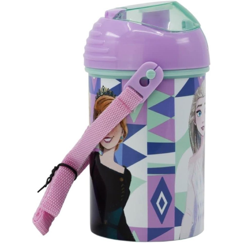 BORRACCIA POP-UP FROZEN DISNEY BOTTIGLIA IN PLASTICA RIUTILIZZABILE CON TRACOLLA 450 ML - ST74269