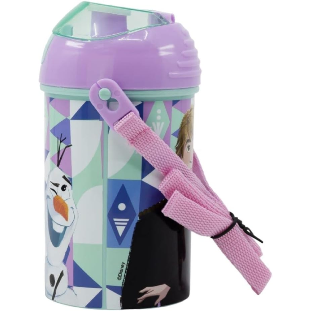 BORRACCIA POP-UP FROZEN DISNEY BOTTIGLIA IN PLASTICA RIUTILIZZABILE CON TRACOLLA 450 ML - ST74269