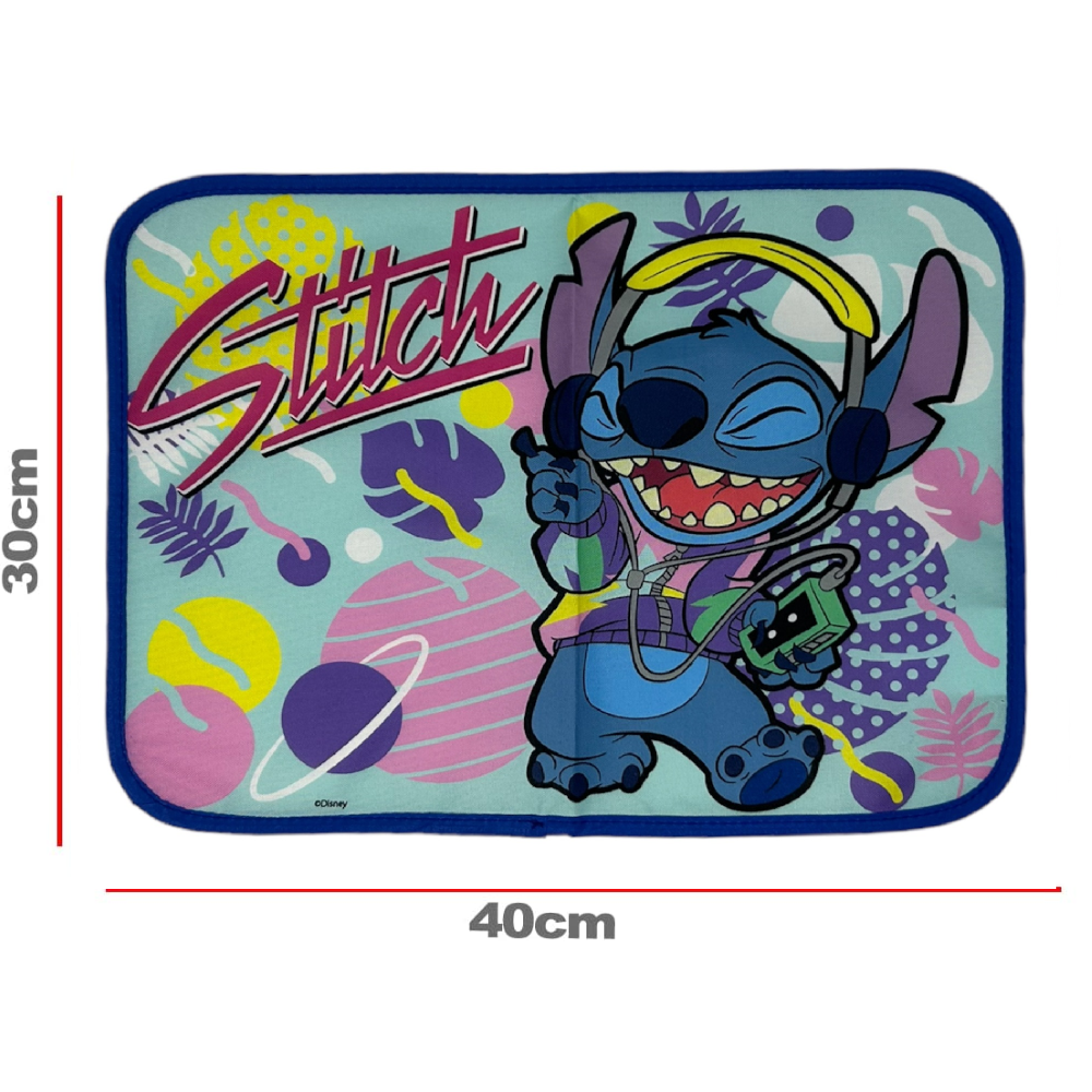TOVAGLIETTA STITCH DISNEY COLAZIONE SCUOLA IN POLIESTERE IMPERMEABILE CM. 40X30 - TV16ST